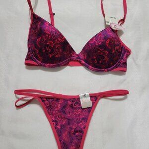 FLIRTITUDE 32B Convertible Racerback Underwire Bra XS Thong NWT Damask